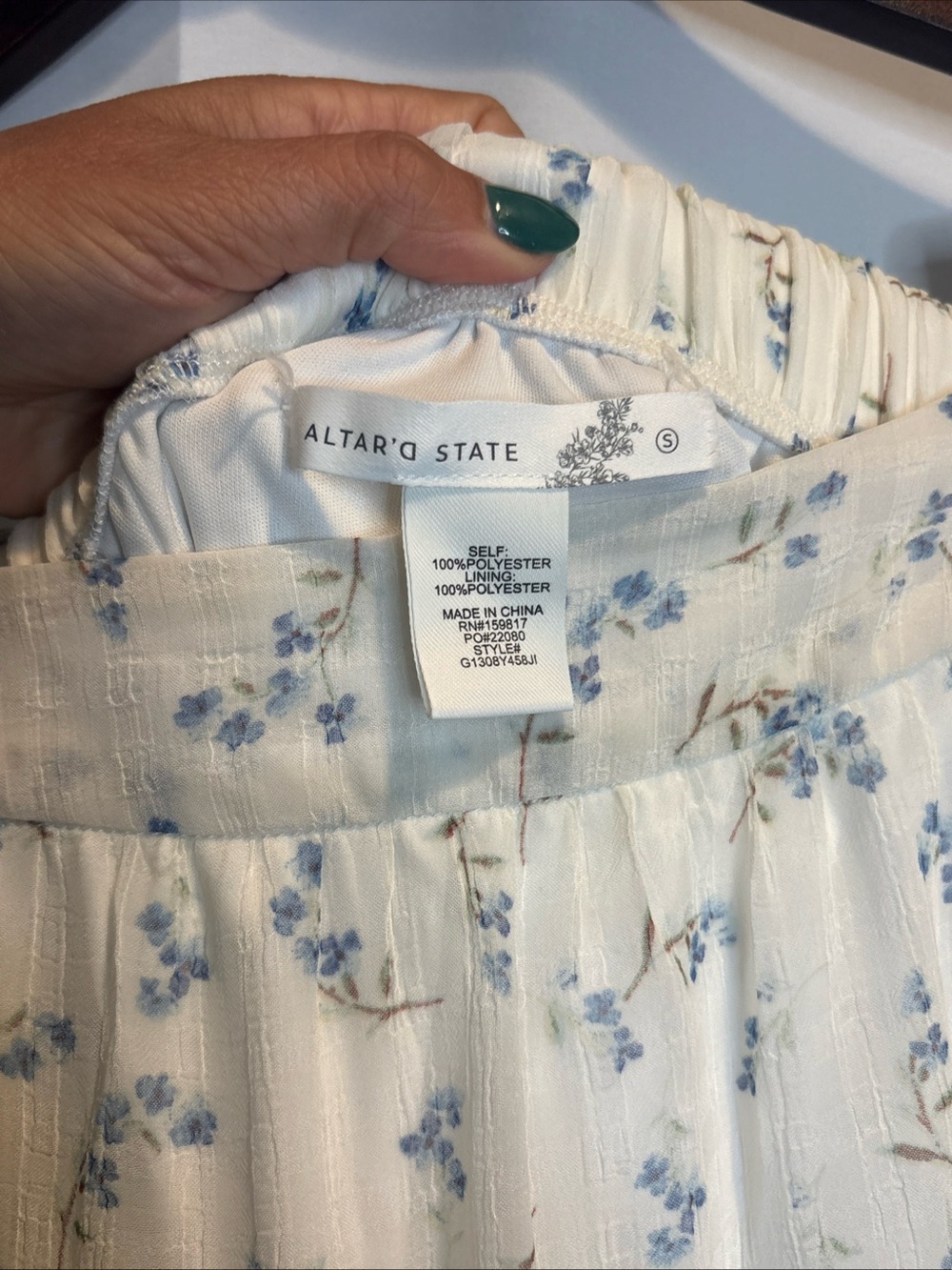 Altar'd State Cream Maxi Skirt with Light Blue Floral Print - Picture 3 of 6